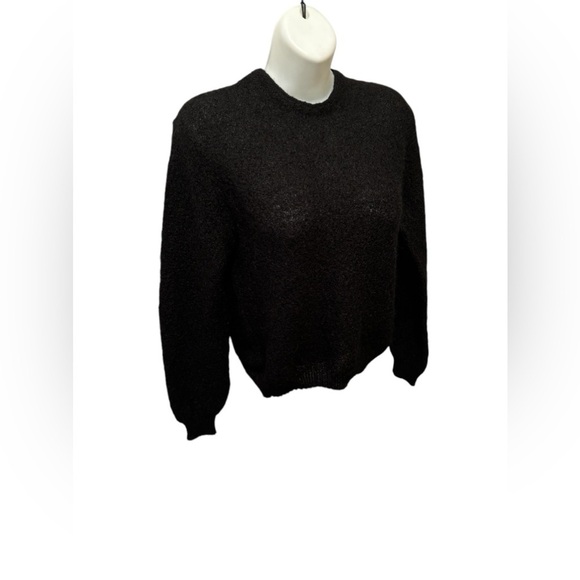 VTG 80’s Aileen Wool Blend Boucle Black Sweater Sz S Round High Neck Fall Winter - Picture 2 of 6